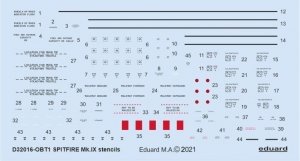 Eduard D32016 Spitfire Mk. IX stencils REVELL/TAMIYA 1/32