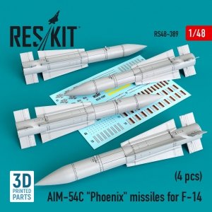 RESKIT RS48-0389 AIM-54C PHOENIX MISSILES FOR F-14 (4PCS) 1/48