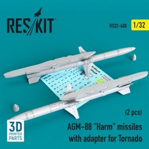 RESKIT RS32-0400 AGM-88 HARM MISSILES WITH ADAPTER FOR TORNADO (2 PCS) 1/32