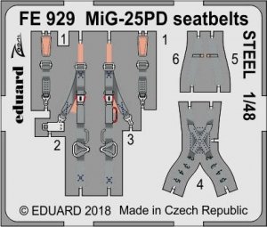 Eduard FE929 MiG-25PD seatbelts STEEL ICM 1/48