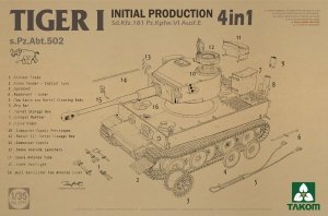 Takom 2197 Tiger I Initial Production Sd.Kfz.181 Pz.Kpfw.VI Ausf. E 4 in 1 1/35