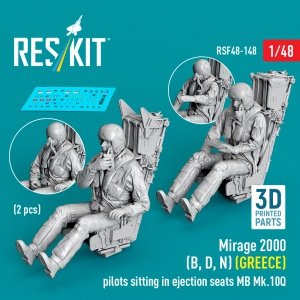 RESKIT RSF48-0148 Mirage 2000 (B, D, N) (GREECE) pilots sitting in ejection seats MB Mk.10Q (2 pcs) (3D Printed) (1/48)