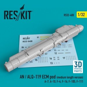 RESKIT RS32-0408 AN / ALQ-119 ECM POD (MEDIUM LENGTH VERSION) (3D PRINTED) 1/32