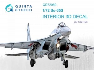Quinta Studio QD72060 Su-35S 3D-Printed & coloured Interior on decal paper (GWH) 1/72
