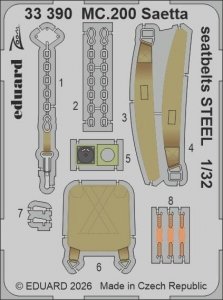 Eduard 33390 Macchi MC.200 Saetta - Steel Seatbelts (for Italeri Kits) 1/32