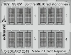 Eduard SS651 Spitfire Mk. IX radiator grilles 1/72 EDUARD