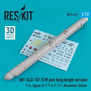 RESKIT RS72-0419 AN / ALQ-101 ECM POD (LONG LENGTH VERSION) (3D PRINTED) 1/72