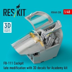 RESKIT RSU48-0238 FB-111 Cockpit late modification with 3D decals for Academy kit (3D Printed) (1/48)