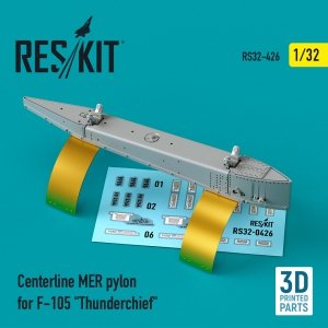 RESKIT RS32-0426 CENTERLINE MER PYLON FOR F-105 THUNDERCHIEF (3D PRINTED) 1/32