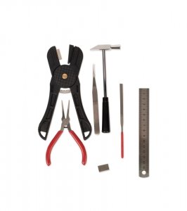 ARTESANIA LATINA 27001N Zestaw narzędzi nr 1 - giętarka do desek, pęseta, młotek, tarnik płaski, linijka i szczypce