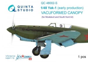 Quinta Studio QC48002-S Yak-1 vacuformed clear canopy 1 pcs (for SF or Modelsvit kit) 1/48