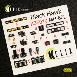 KELIK K35010 MH-60L BLACK HAWK INTERIOR 3D DECALS FOR KITTY HAWK KIT 1/35