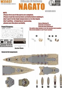 Wood Hunter W35037 Wood deck IJN Nagato for Hasegawa (1:350)