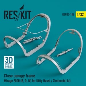 RESKIT RSU32-0106 CLOSE CANOPY FRAME MIRAGE 2000 (B,D,N) FOR KITTY HAWK / ZIMIMODEL KIT (3D PRINTED) 1/32