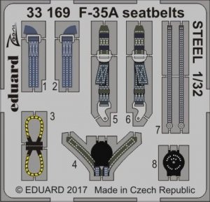 Eduard 33169 F-35A seatbelts STEEL ITALERI 1/32
