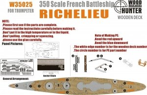 Wood Hunter W35025 Wood deck French Richelieu for Trumpeter 1/350