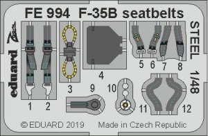 Eduard FE994 F-35B seatbelts STEEL 1/48 KITTY HAWK