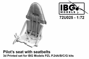 IBG 72U025 Pilot's Seat w/Seatbelts for PZL P.24A/B/C/G - 3D Printed Set 1/72