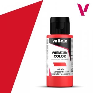 Vallejo 62034 Fluorescent Scarlet - Premium Color 60ml