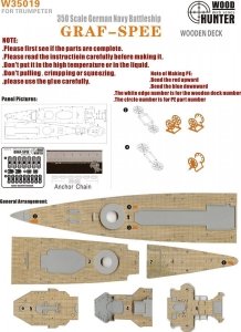 Wood Hunter W35019 Wood Deck German Admiral Graf Spee for Trumpeter 1/350