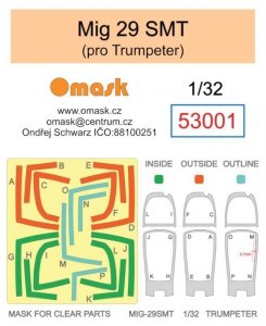 Omask 53001 Mig-29 SMT canopy mask (Trumpeter) 1/32