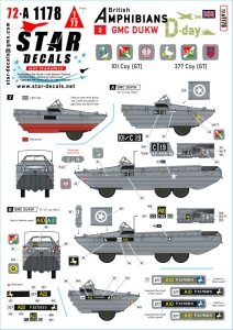 Star Decals 72-A1178 D-Day DUKW. British Amphibians # 3. 101 Coy (GT) and 377 Coy (GT) RASC. 1/72