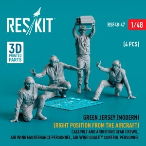 RESKIT RSF48-0047 Green jersey (Modern) (Right position from the aircraft) Catapult and Arresting Gear Crews, Air Wing Maintenance Personnel, Air Wing Quality Control Personnel (4 pcs) (3D Printed) 1/48