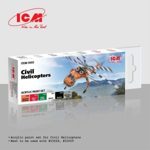 ICM 3093 Acrylic paint set for Civil Helicopters 12ml x6
