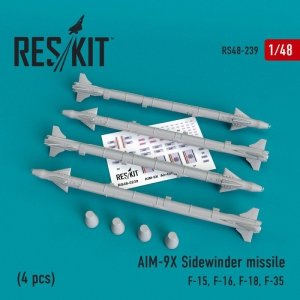 RESKIT RS48-0239 AIM-9X Sidewinder  missile (4 pcs) 1/48