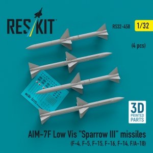 RESKIT RS32-0458 AIM-7F Low Vis Sparrow III missiles (4 pcs) (3D Printed) 1/32