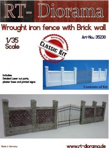 RT-Diorama 35230 Wrought iron fence with Brickwall 1/35
