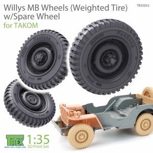 T-Rex Studio TR35055 Willys MB Wheels (Weighted Tire) w/Spare Wheel 1/35