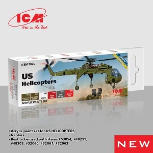 ICM 3026 Acrylic paint set for US Helicopters 6x12ml