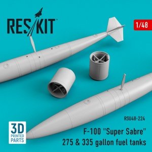 RESKIT RSU48-0224 F-100 SUPER SABRE 275 & 335 GALLON FUEL TANKS (3D PRINTING) 1/48