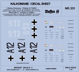 Weikert Decals DEC331 PzKpfw VI TIGER - Dywizja SS Totenkopf i Dywizja Grossdeutschland - 1944 - vol.1 1/35