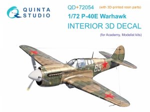 Quinta Studio QD+72054 P-40E Warhawk 3D-Printed & coloured Interior on decal paper (Academy/Modelist) (with 3D-printed resin parts) 1/72