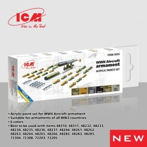ICM 3036 WWII Aircraft armament acrylic paints set 6x12ml
