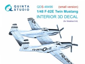 Quinta Studio QDS-48496 F-82E Twin Mustang 3D-Printed coloured Interior on decal paper (Modelsvit) (Small version) 1/48