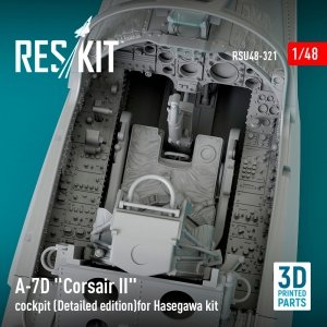 RESKIT RSU48-0321 A-7D Corsair II cockpit (Detailed edition) for Hasegawa kit (3D Printed) 1/48
