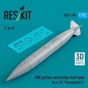 RESKIT RSU72-0280 600 gallon centerline fuel tank for A-10 Thunderbolt II (1 pcs) (3D Printed) 1/72