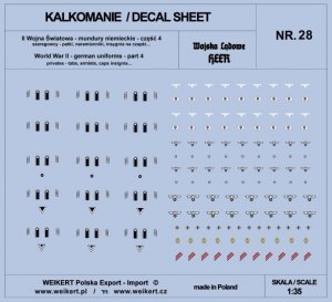 Weikert Decals DEC228 Mundury niemieckie - patki, naramienniki, insygnia na czapki - HEER - ver.4 - vol.28 1/35