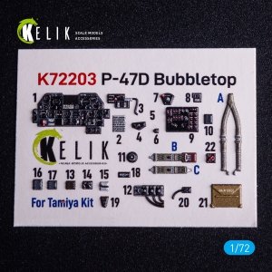 Kelik K72203 P-47D Bubbletop - interior 3D decals for Tamiya kit (1/72)