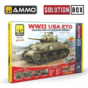 AMMO by Mig Jimenez 7728 SOLUTION BOX 22 – WWII USA ETO. Colors and Weathering System