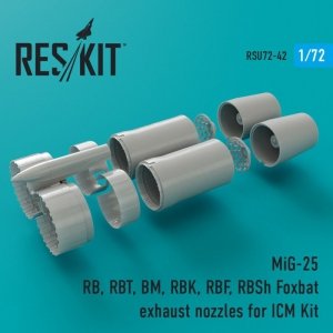 RESKIT RSU72-0042 MiG-25 RB, RBT, BM, RBK, RBF, RBSh Foxbat exhaust nozzles for ICM 1/72