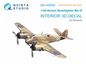 Quinta Studio QD+48554 Bristol Beaufighter Mk.VI 3D-Printed & coloured Interior on decal paper (Tamiya) (with 3D-printed resin parts) 1/48