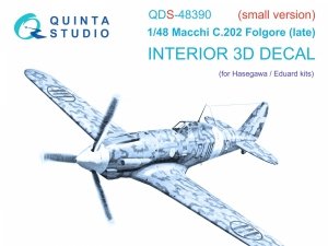 Quinta Studio QDS-48390 Macchi C.202 Folgore Late 3D-Printed & coloured Interior on decal paper (Hasegawa/Eduard) (Small version) 1/48