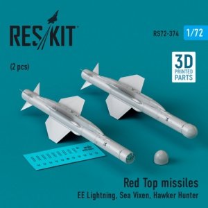 RESKIT RS72-0374 Red Top missiles (2 pcs) (3D Printed) 1/72