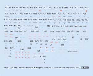 Eduard D72028 Mi-24V stencils Russian & English Zvezda 1/72