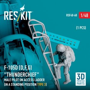 RESKIT RSF48-0068 F-105 (D,F,G) Thunderchief male pilot on access ladder (in a standing position - type 3) (1 pcs) (3D Printed) 1/48