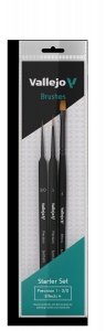 VALLEJO B03990 - Zestaw pędzli - Precision - Starter Set (Round No.1, 3/0 Triangular Handle, Flat No.4, synthetics)